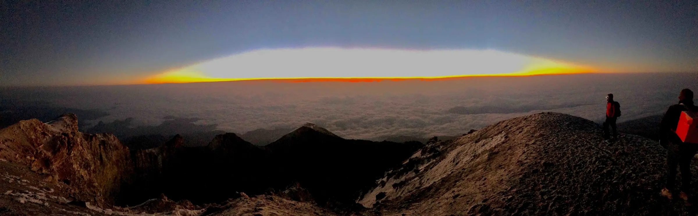 Sunrise panorama from the summit of Pico de Orizaba, the highest mountain in Mexico
